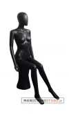 Manichino donna testa uovo in plastica nero opaco - seduto