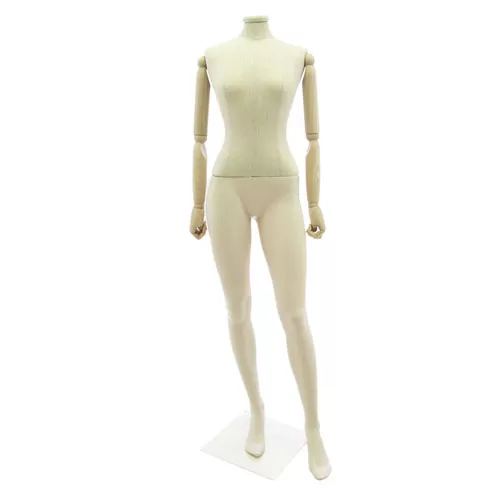 Manichino donna Plastic Linen con braccia in legno senza testa