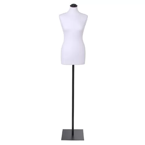 Busto donna in tessuto Bianco con base quadra nera