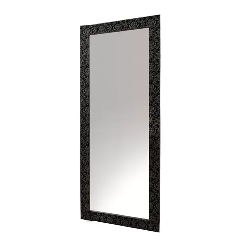 Specchiera con cornice in tessuto nero