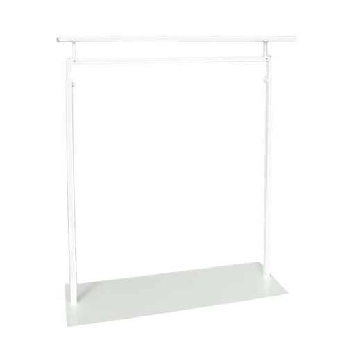 Stender tubo quadrato 100 Regolabile con ripiano - Bianco
