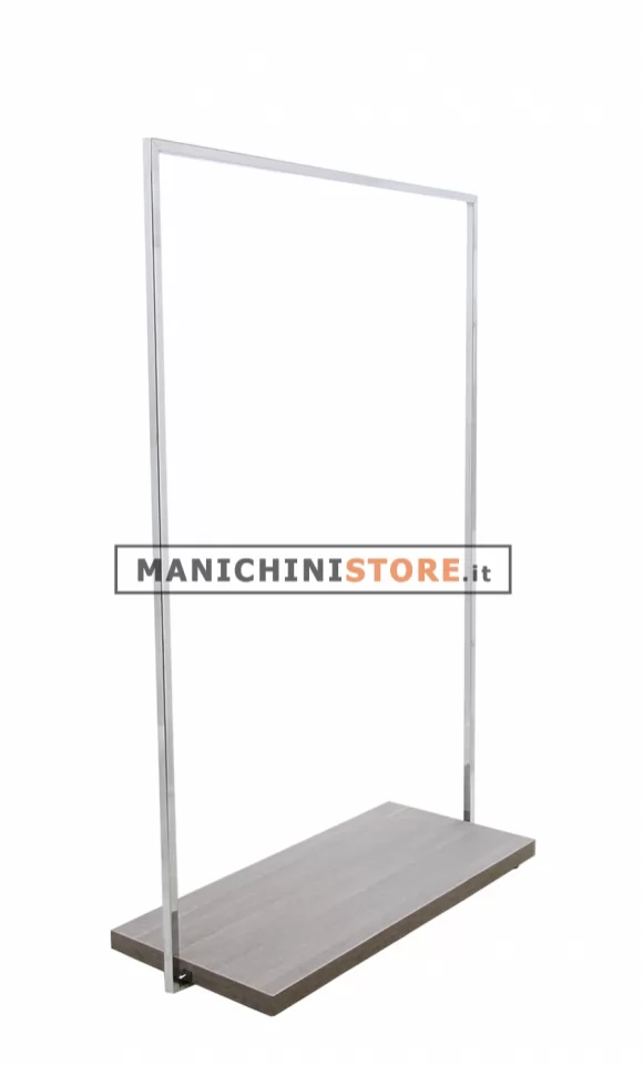 Stender cromato con Ripiano inferiore in legno