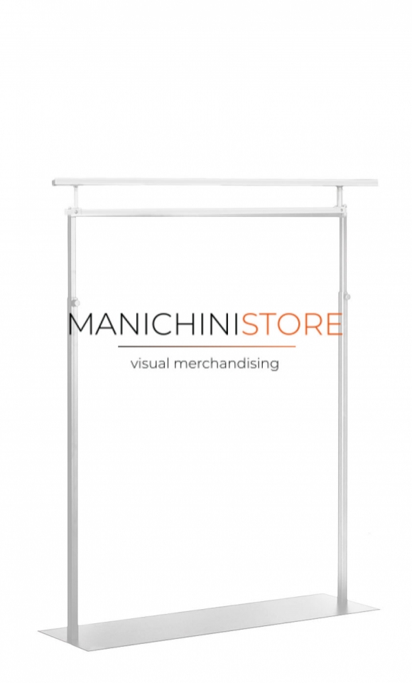 Adjustable clothes rack in square tube 100 with shelf - white