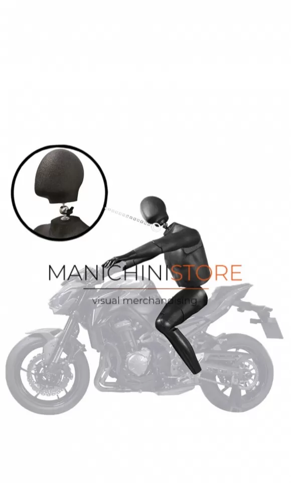 Manichino uomo per moto con testa snodata