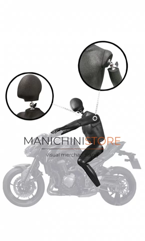 Manichino uomo per moto con testa e spalle snodate
