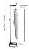 Manichino donna sartoriale in lino "Tailormade" appeso con base in ghisa