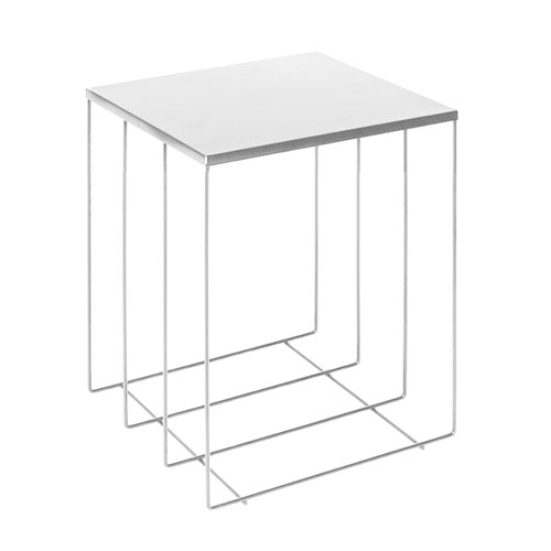 Cubo-Tavolo in filo ferro bianco 40 cm