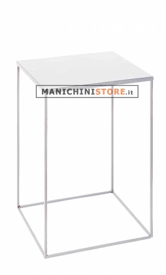 Cubo-Tavolo in filo ferro bianco 80 cm