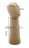 Testa uomo rivestita in cartapesta H 40