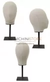 Testa donna porta accessori in lino con base nera