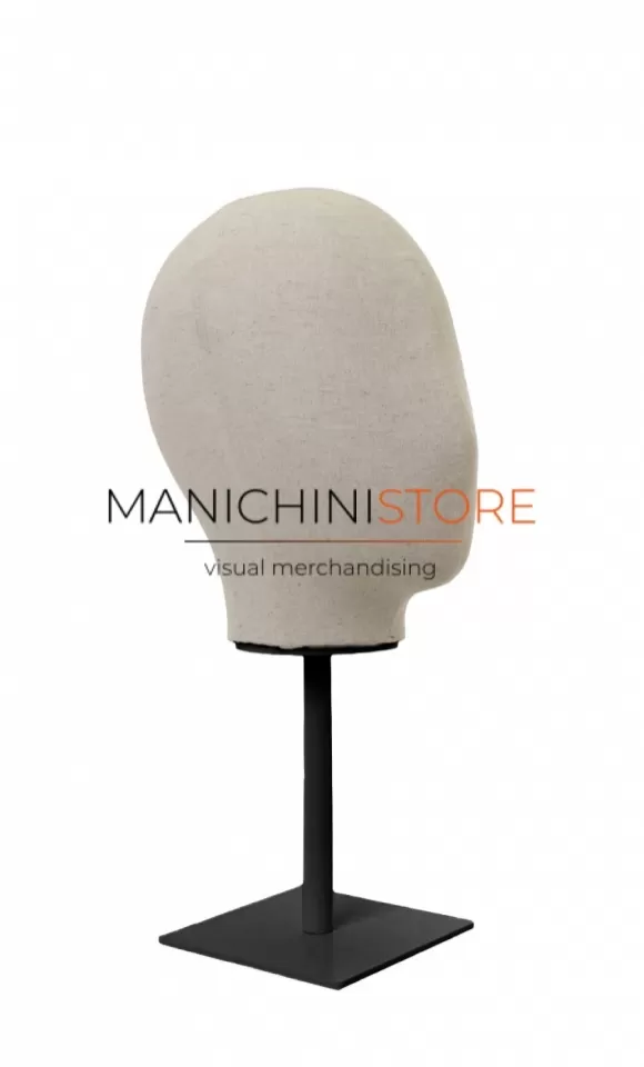 Testa donna porta accessori in lino con base nera