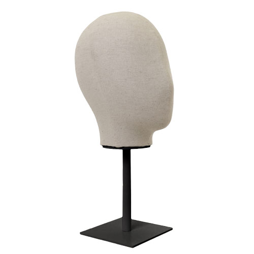 Female display head in linen with black base