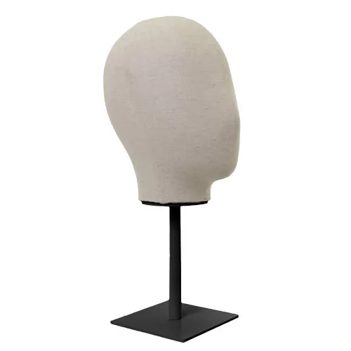 Testa donna porta accessori in lino con base nera