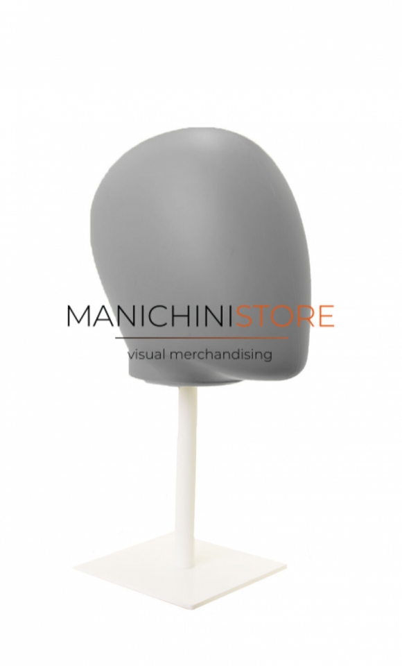 Grey plastic female head with base