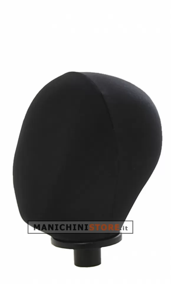 Testa donna in polistirolo rivestita in tessuto nero