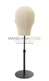 Testa donna porta accessori in lino con base tonda nera