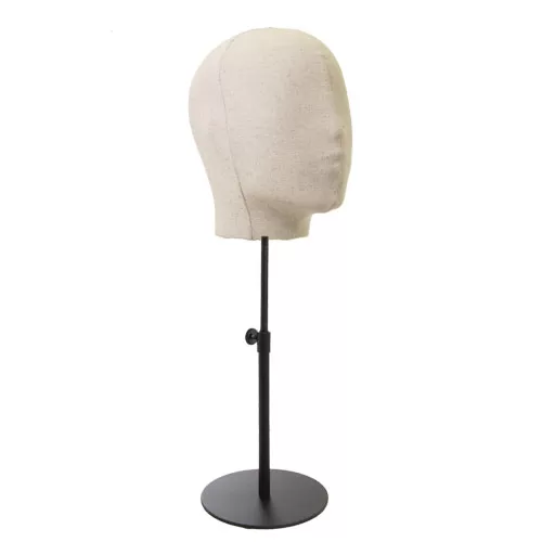 Testa uomo porta accessori in lino con base tonda nera
