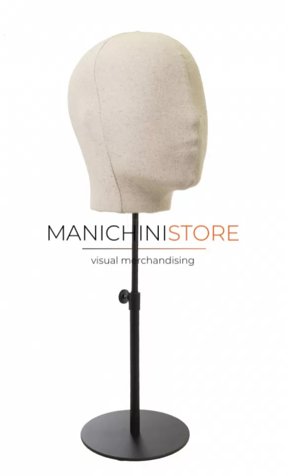 Testa uomo porta accessori in lino con base tonda nera