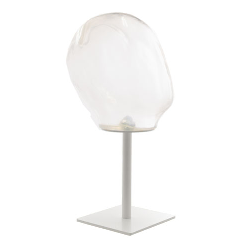 Testa espositiva trasparente donna con base bianca