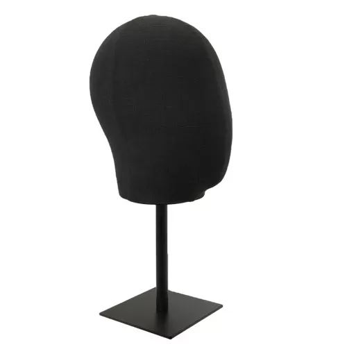 Testa unisex porta accessori in lino nero con base nera