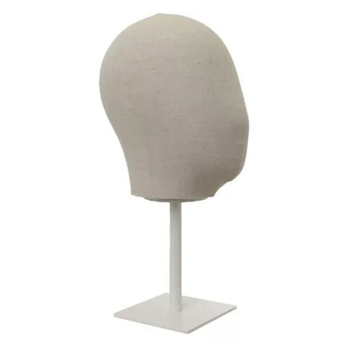 Testa uomo porta accessori in lino con base bianca