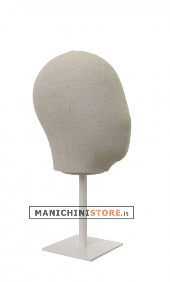 Male display head in linen with white base