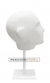 Testa espositiva uomo in plastica bianca