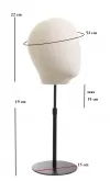 Testa donna porta accessori in lino con base tonda nera