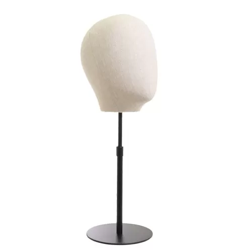 Testa donna porta accessori in lino con base tonda nera