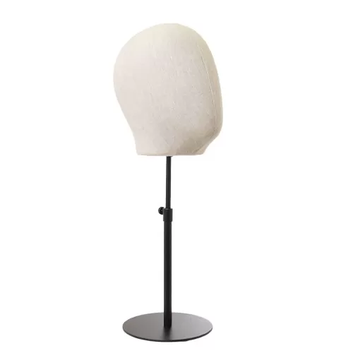 Testa uomo porta accessori in lino con base tonda nera