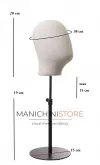 Testa neonato porta accessori in lino con base tonda nera