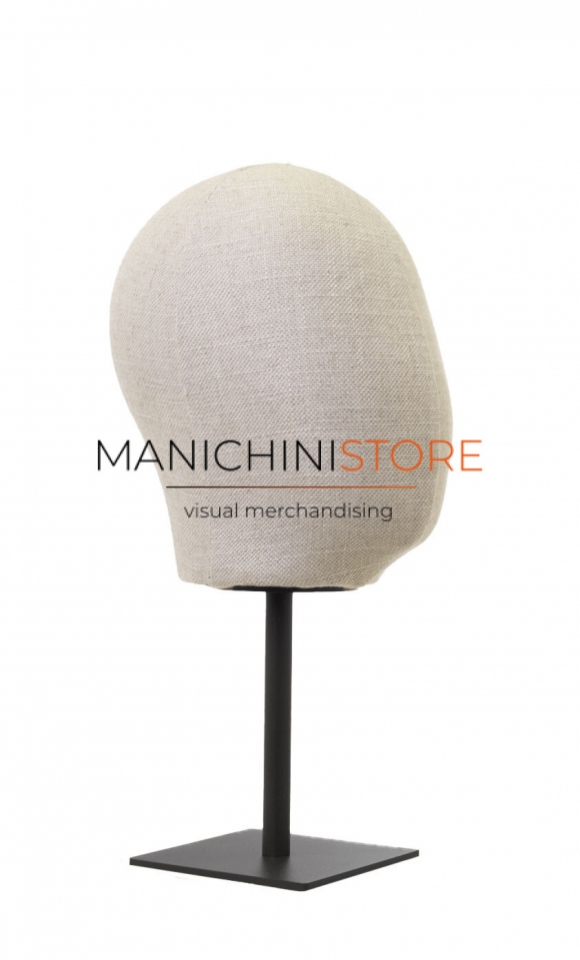 Male display head in linen with black base