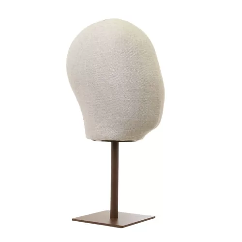Testa unisex porta accessori in lino Taupe con base ruggine