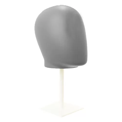 Testa uomo porta accessori in plastica grigia con base