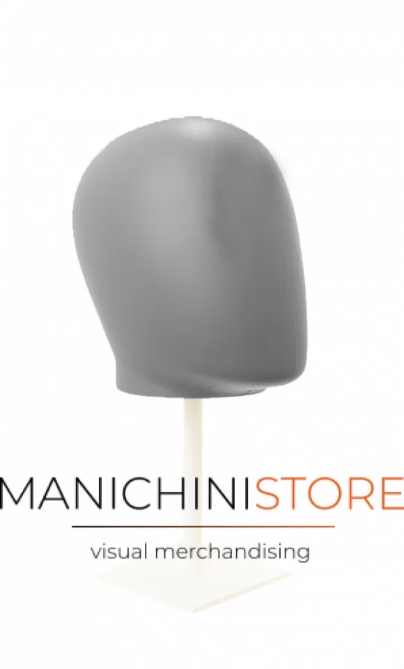 Testa uomo porta accessori in plastica grigia con base
