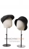 Testa donna porta accessori in lino con base tonda nera
