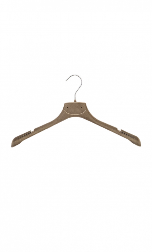 Gruccia appendiabito scamiciato 39 x 2,5 cm - Velluto tortora