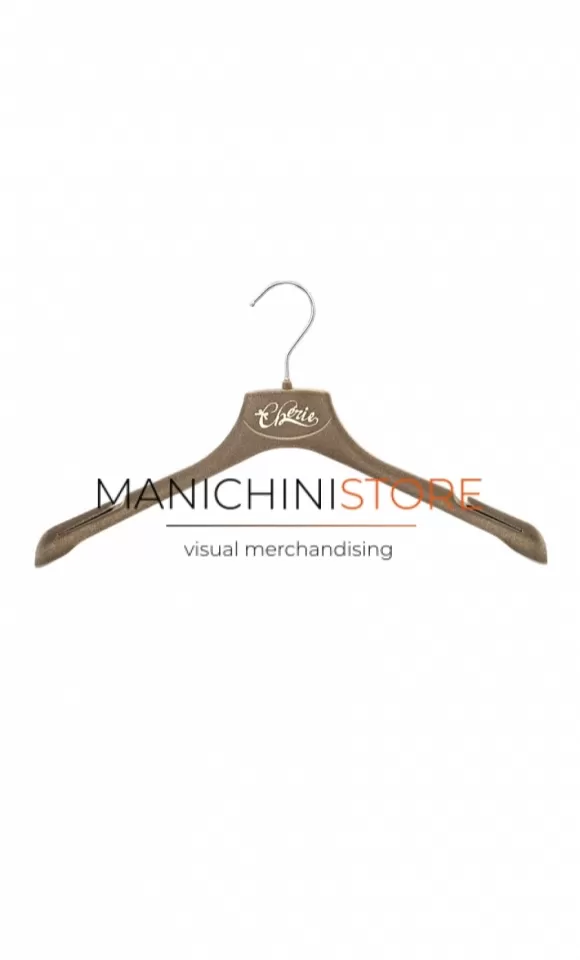 Gruccia appendiabito scamiciato 39 x 2,5 cm - Velluto tortora con LOGO