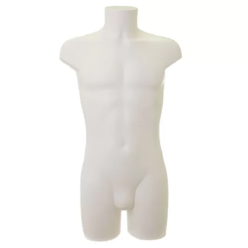 Busto manichino uomo in plastica bianca