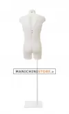Busto manichino uomo in plastica bianca con base