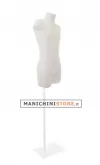 Busto manichino uomo in plastica bianca con base