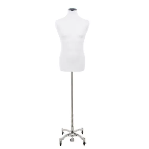 Busto uomo in tessuto nero con base worker cromata