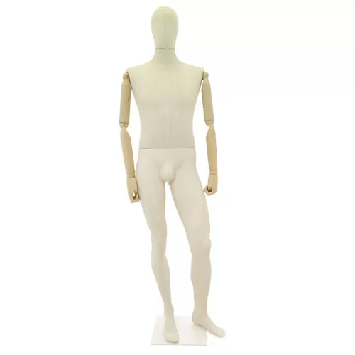 Manichino uomo Plastic Linen con braccia in legno
