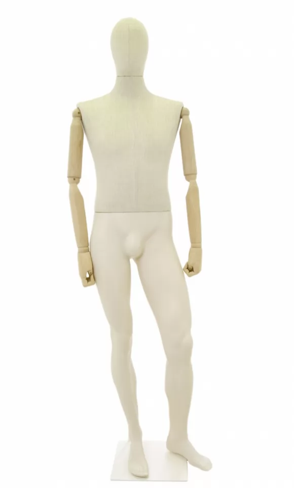 Manichino uomo Plastic Linen con braccia in legno