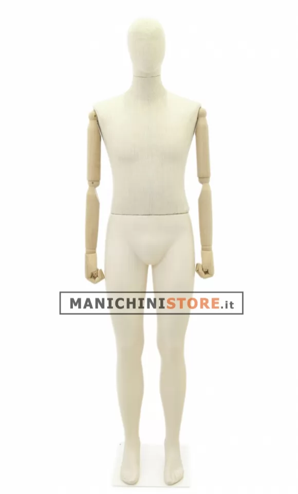 Manichino uomo Plastic Linen con braccia in legno