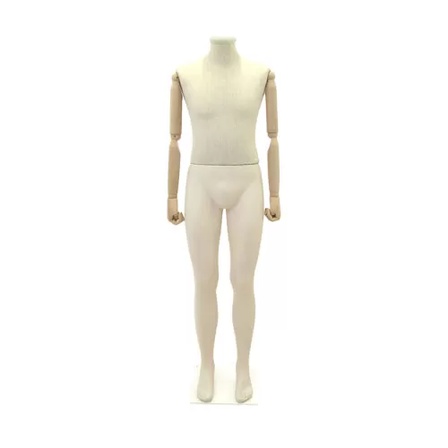 Manichino uomo Plastic Linen con braccia in legno senza testa