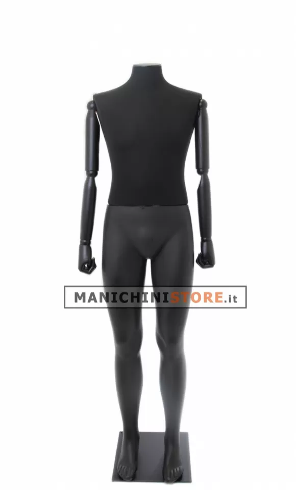 Manichino uomo Plastic Lycra con braccia in legno senza testa