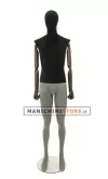 Manichino uomo in tessuto Nero con braccia in legno snodate