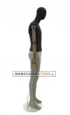 Manichino uomo in tessuto Nero con braccia in legno snodate