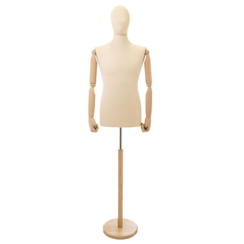 Busto uomo lycra avorio con braccia legno